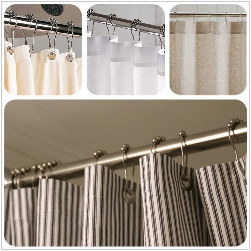 Uigos Shower Curtain Hooks Rings, Rust-Resistant for Bathroom Shower Rods Shower Hooks - Set of 12, Chrome - Image 4